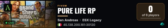 PURE LIFE RP live status badge