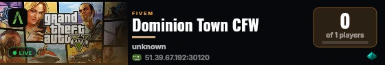 Dominion Town CFW live status badge