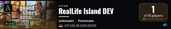 RealLife Island DEV live status badge