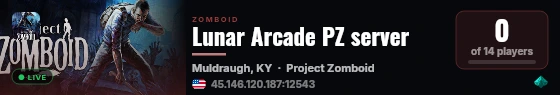 Lunar Arcade PZ server live status badge