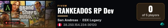 RANKEADOS RP Dev live status badge