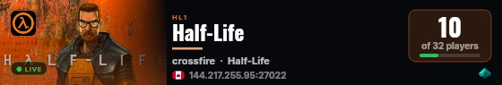 Half-Life live status badge