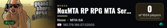 NoxMTA RP RPG MTA Server [BETA] live status badge