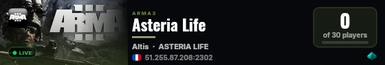 Asteria Life live status badge