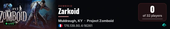 Zarkoid live status badge
