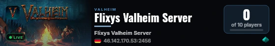 Flixys Valheim Server live status badge