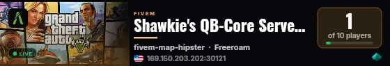 Shawkie's QB-Core Server | Private | Whitelisted live status badge