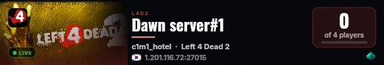 Dawn server#1 live status badge