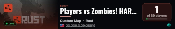 Players vs Zombies! HARDCORE PVE live status badge