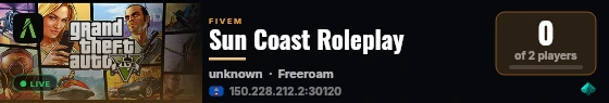 Sun Coast Roleplay live status badge