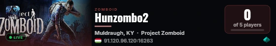Hunzombo2 live status badge