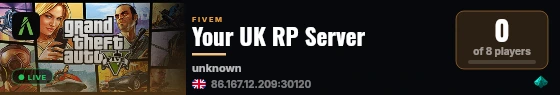 Your UK RP Server live status badge