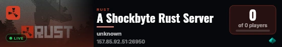 A Shockbyte Rust Server live status badge