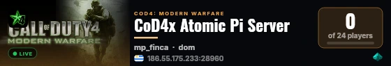 CoD4x Atomic Pi Server live status badge