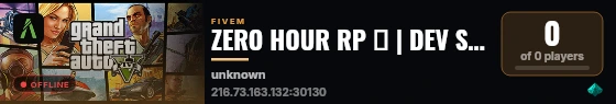 ZERO HOUR RP ☣️ | DEV SERVER live status badge