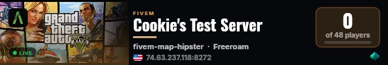 Cookie's Test Server live status badge