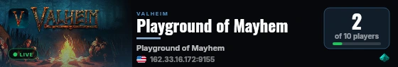Playground of Mayhem live status badge