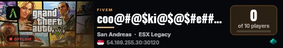coo@#@$ki@$@$#e###s | ESX Legacy 服务器 live status badge