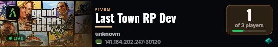 Last Town RP Dev live status badge