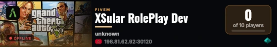 XSular RolePlay Dev live status badge
