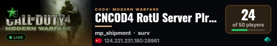 CNCOD4 RotU Server Plrs: 0| Wave: 1 - Intermission live status badge