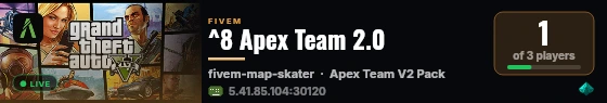 ^8 Apex Team 2.0 live status badge