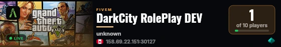 DarkCity RolePlay DEV live status badge