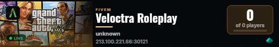 Veloctra Roleplay live status badge