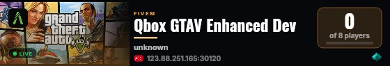 Qbox GTAV Enhanced Dev live status badge