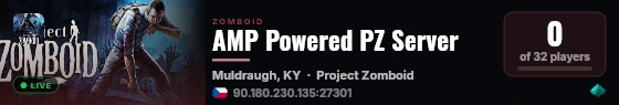 AMP Powered PZ Server live status badge