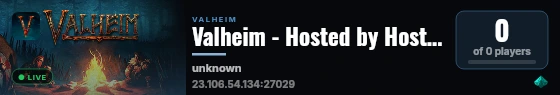Valheim - Hosted by HostHavoc.com live status badge