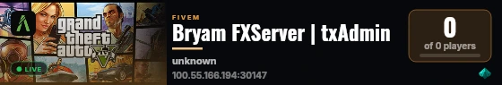 Bryam FXServer | txAdmin live status badge