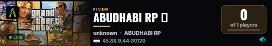 ABUDHABI RP ✘ live status badge