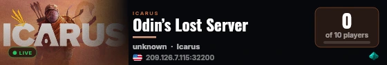 Odin’s Lost Server live status badge