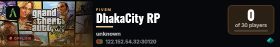 DhakaCity RP live status badge