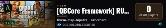 [QBCore Framework] RUSHER_TEST live status badge