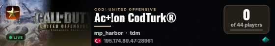 Ac+!on CodTurk® live status badge