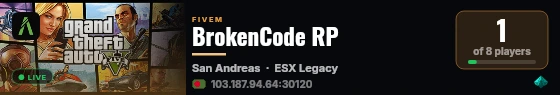 BrokenCode RP live status badge