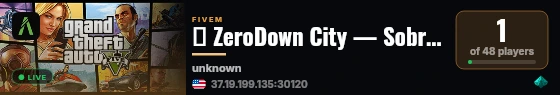 🔴 ZeroDown City — Sobrevivência Zombie no FiveM Brasil live status badge