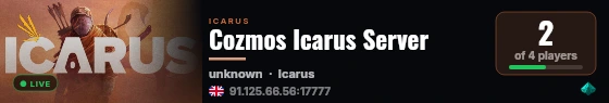 Cozmos Icarus Server live status badge