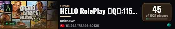 HELLO RolePlay 丨Q群:115743226丨轻松友好的美式扮演社区 live status badge
