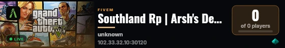 Southland Rp | Arsh's Dev server live status badge