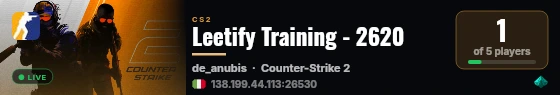 Leetify Training - 2620 live status badge