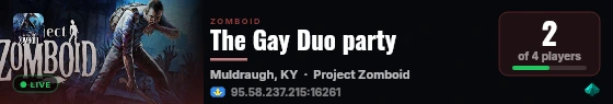The Gay Duo party live status badge