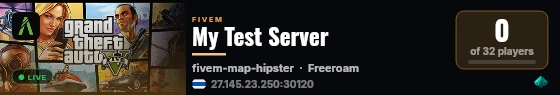 My Test Server live status badge
