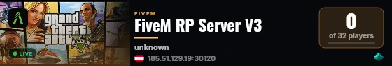 FiveM RP Server V3 live status badge