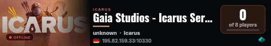 Gaia Studios - Icarus Server live status badge