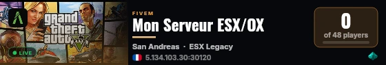 Mon Serveur ESX/OX live status badge