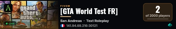 [GTA World Test FR] live status badge
