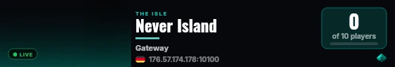Never Island live status badge